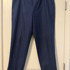Lafayette 148 New York Women’s Navy Cotton Ankle Pants‎ Side Zip Size 14